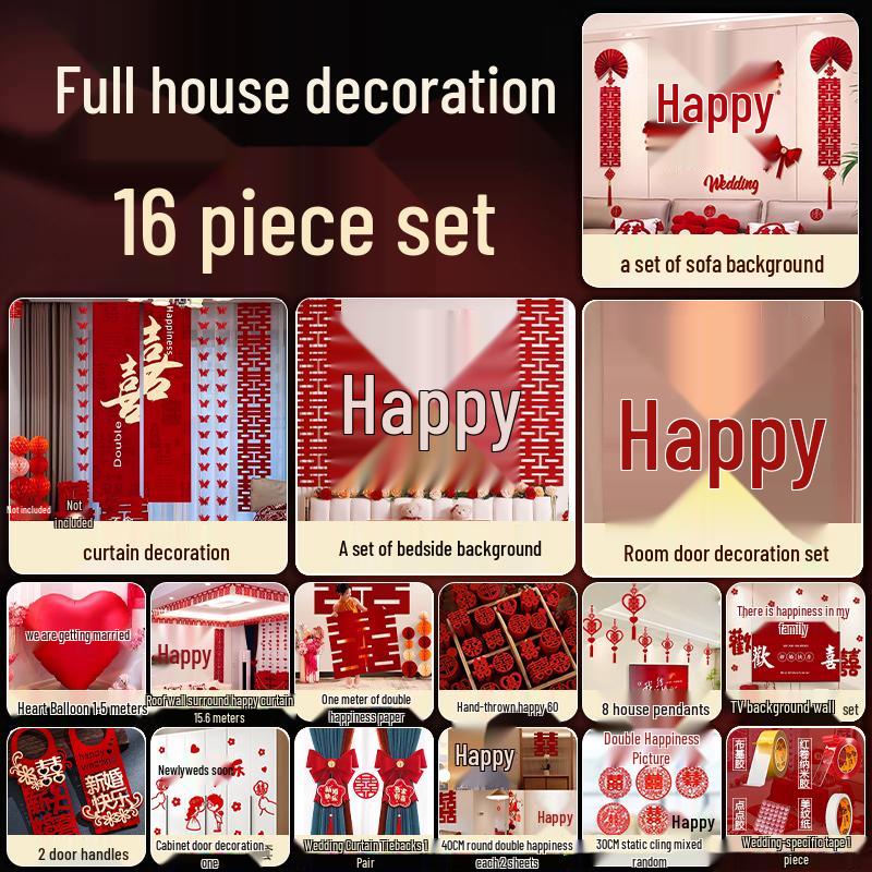 Wedding Ceremony Room Décor Set: Bridal & Groom's Room, Living Room Sofa & Background Wall Decorations