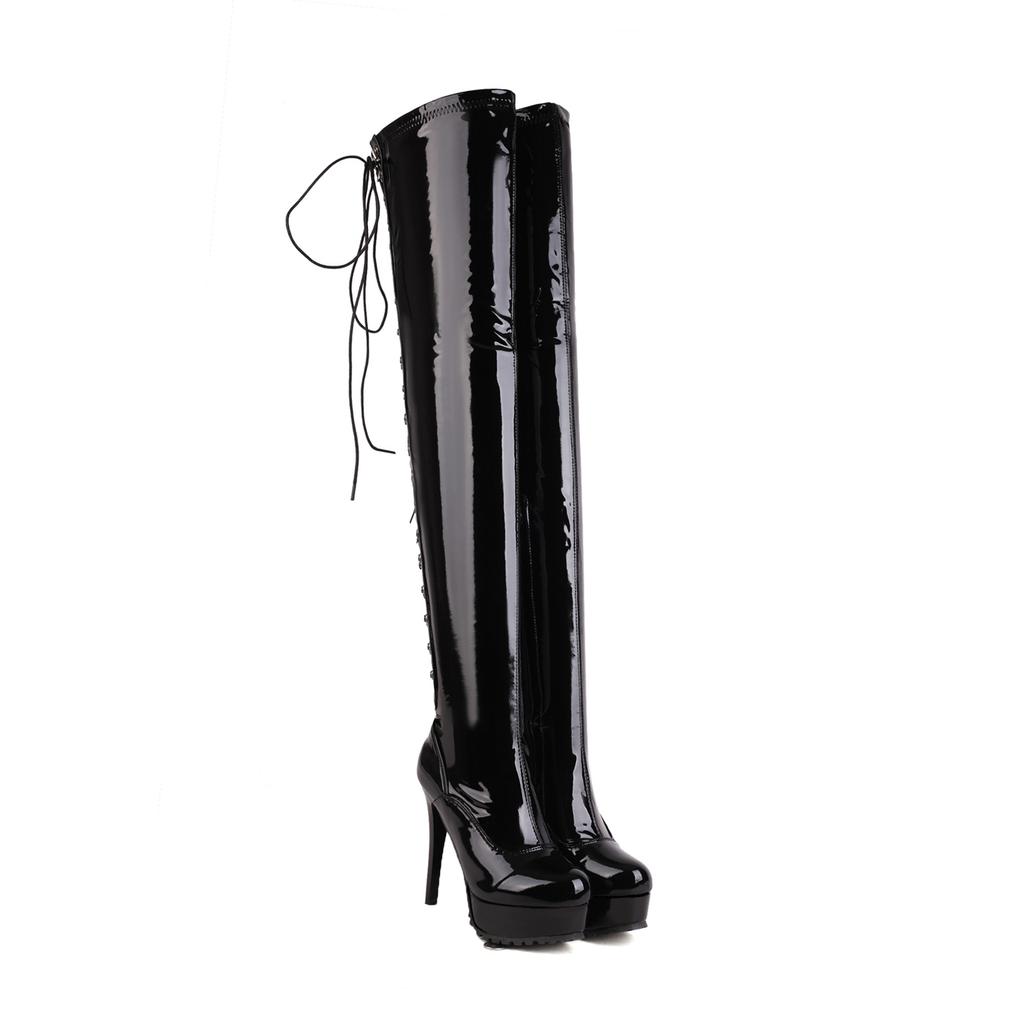 Women's High-heeled Boots, Sexy European and American Style Waterproof Platform, Thin-heeled Large-size Knee Boots.