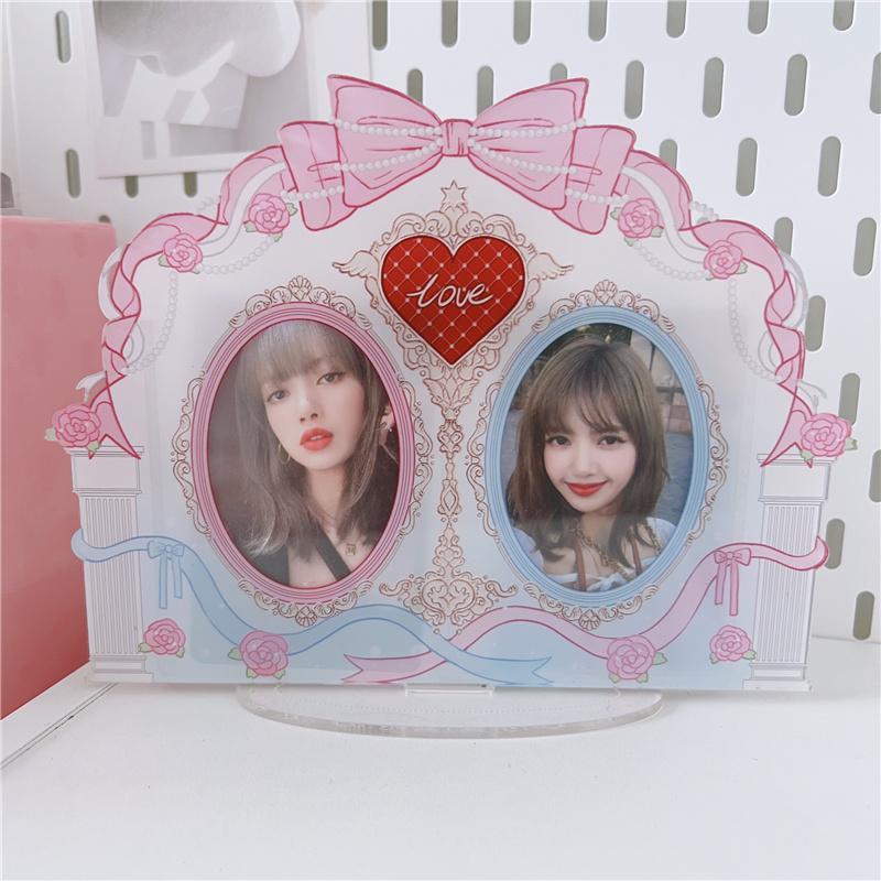 Cute Acrylic Photo Frame Desktop Stand for Idol Polaroids, K-Pop Collectibles, Instax Mini, Fan Photocard Display Holder