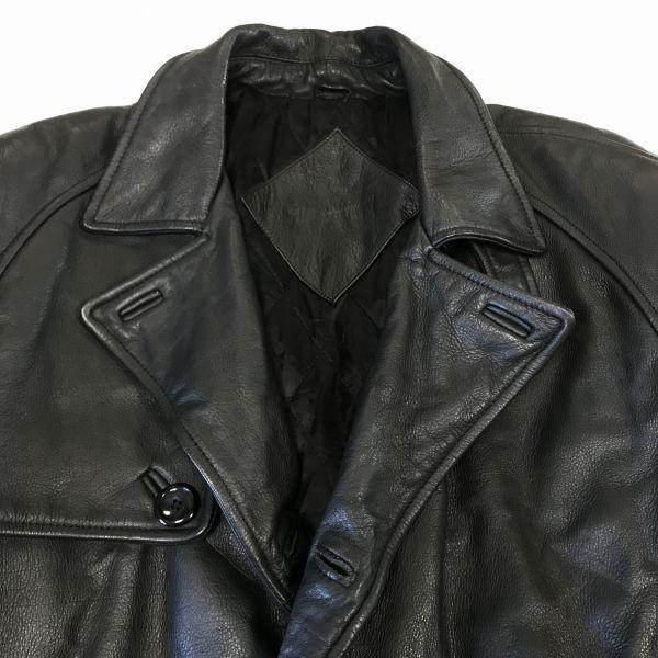 Cowhide Leather Riders Jacket Quilted Interior [9/Men L-XL/Black] Coat(USED)
