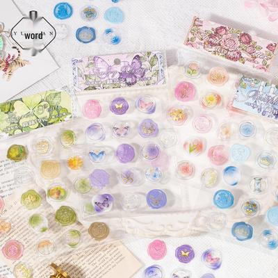 Yuxian Classical Flower Series: 3D Embossed Wax Seal Stickers for DIY Journals & Collages - 4 Styles Available