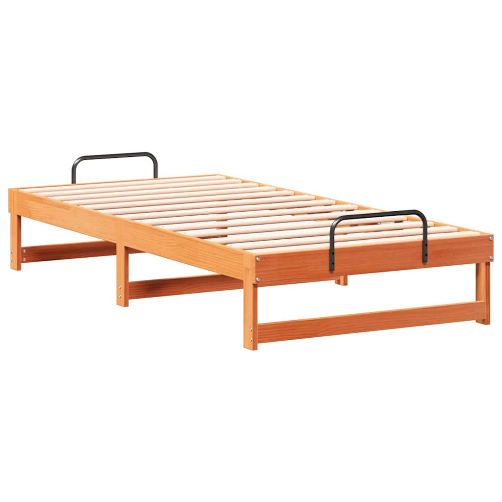Brown Bed Frame 90 x 190 cm Solid Pine Wood