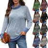 Women Color Block Loose Long Sleeve Round Neck Casual T Shirt Top