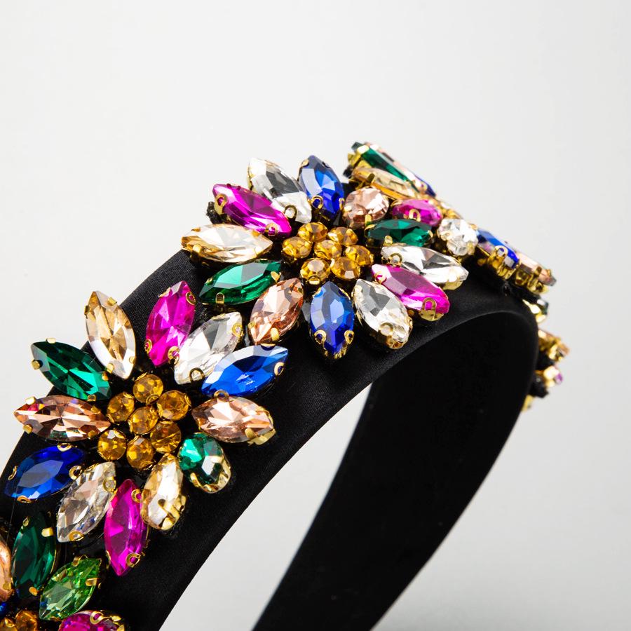 Harmony Rhinestone Sunflower Headband: Trendy European & American Baroque Design, Diamond-Studded Wide-Brim Hair Accessory.