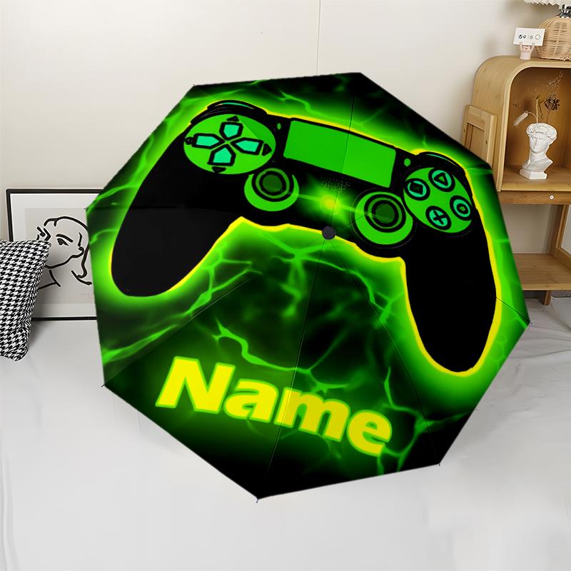 Custom Name Game Controller Theme Automatic Umbrella, Lightweight & Portable, 8 Rib, Perfect for Outdoor Travel, Birthdays, Christmas, Gifts.