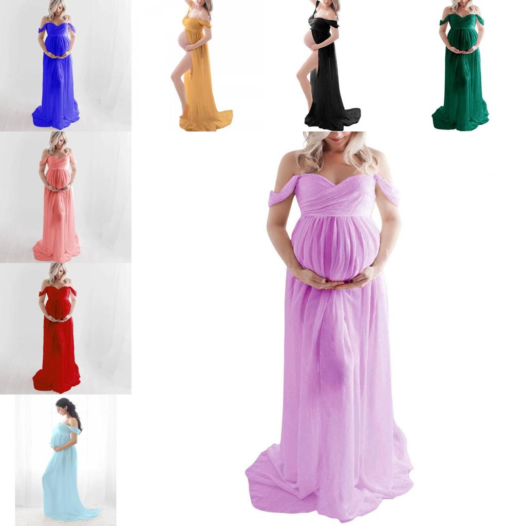 Basic Maternity Dress With Chiffon Fabric For Photoshoot And Summer Wear