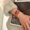Handmade Red Agate Flower Quartz Double Wrap Bracelet Women Vintage Chinese Style Fashion Jewelry