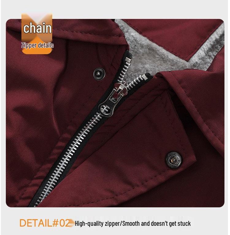 Nowa Męska Unisex Amerykański Styl Kurtka Casual z Klapami i Trzema Paskami z Pluszowym Podszyciem