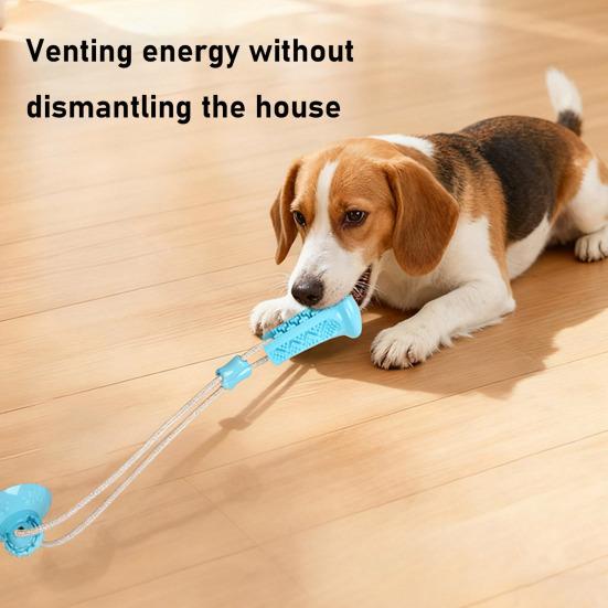 Dog Teething Toy with Treat Dispenser Suction Cup TPR Chew Ball Interactive Boredom Relief Dental Health Self-Play Pet Toy for Anxiety Energy Burn