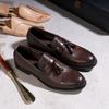 Fashion Men's Italian Style Tassel Loafers Genuine Leather Slip-On Casual Shoes Handmade Office Wedding Dress Shoes Daily Wear