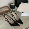Fashion Metal Buckle Pointy Stiletto Heels Women 2025 Spring Summer Sexy Temperament Patent Leather After Trip Strap Toe Sandals Single