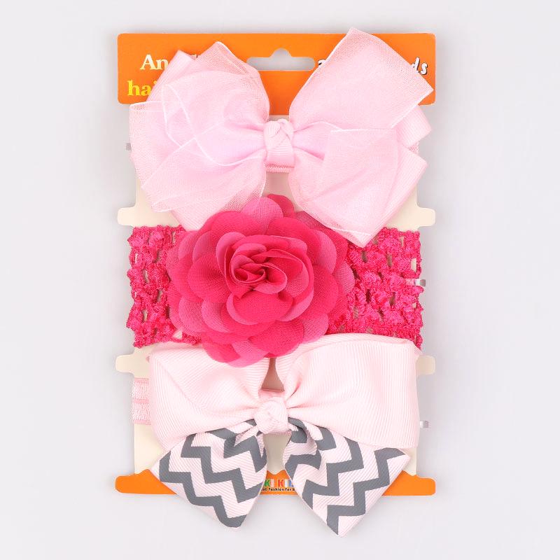 Children's Red Bow Headband Set: 3-Piece Elastic Baby Girl Hair Accessory
