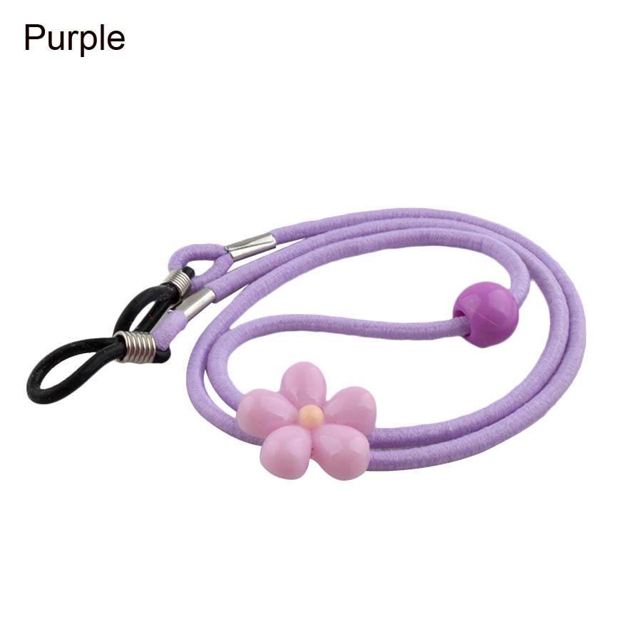

10pcs Elastic Kids Nylon Sun Glasses cord AntiSlip child Eyeglasses Strap Neck Cord Colourful with flower adjustable button фіолетовий