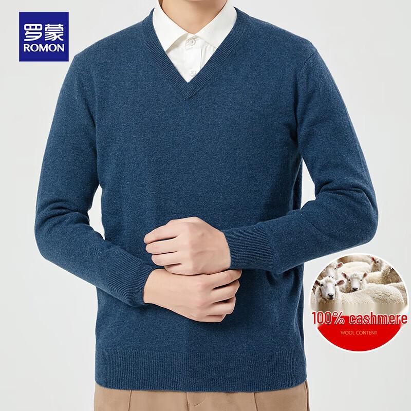 ROMON Men's 100% Pure Cashmere V-Neck Sweater