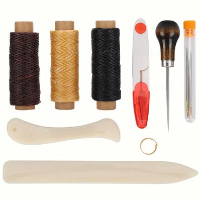 DIY Nähen Leder Handnähen Handwerkzeug Fingerhut Maßband Ahle Zubehörset