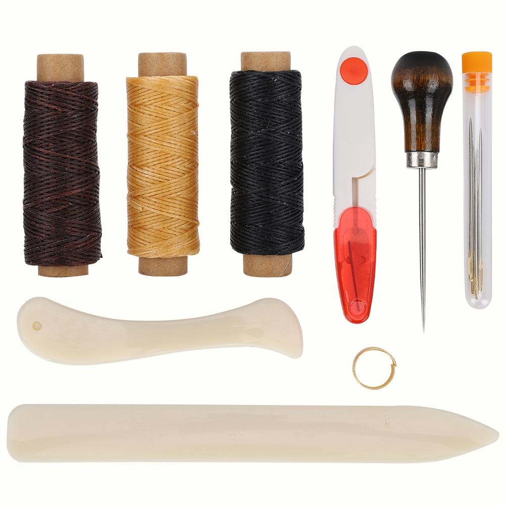 

DIY Stitching Leather Hand Sewing Craft Tool Thimble Measuring Tape Awl Accessory Set