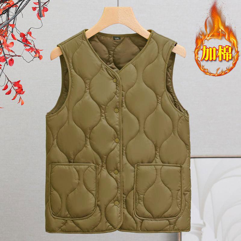 Mom Spring Autumn Winter Vest Jacket Loose Down Cotton Vest Vest Shoulder Elderly Female Grandma Warm Cotton Vest