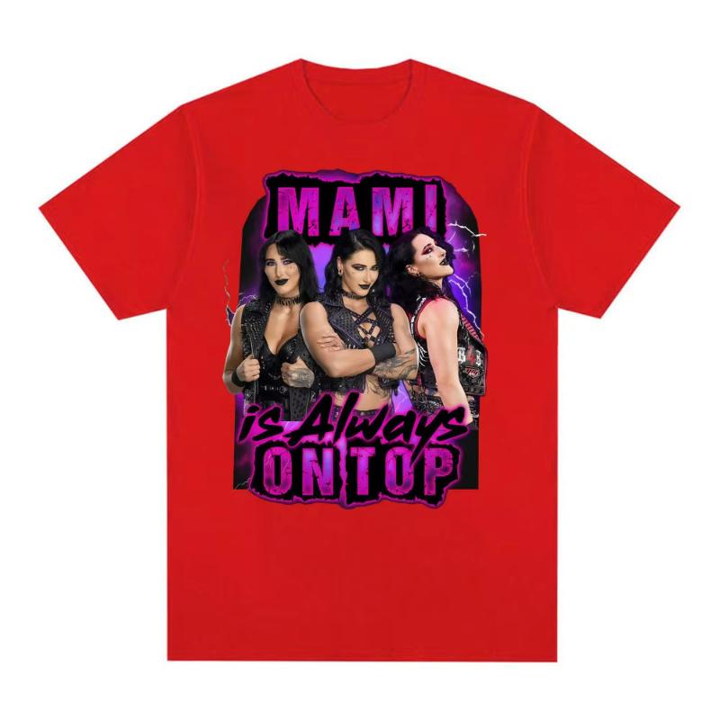 Rhea Ripley Mami Wrestling Wrestler Grafik T-Shirt Herren Damen Mode Retro Kurzarm T-Shirt Sommer Reine Baumwolle Lockeres T-Shirt