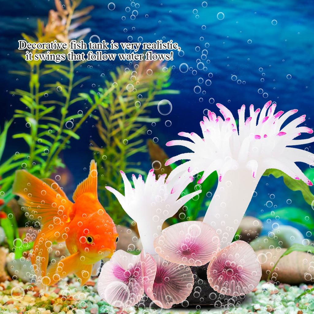 Fish Tank Silicone Coral Concrete Base Simulation Plant Decoration Aquarium Ornaments White