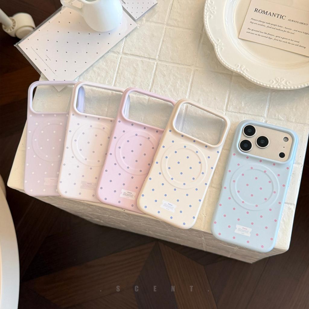 Korean Small Polka Dots Are Suitable for iPhone17pm Apple 16 Mobile Phone Case 14 Matte 15 Film Anti-drop 17 Soft Magnetic Attraction