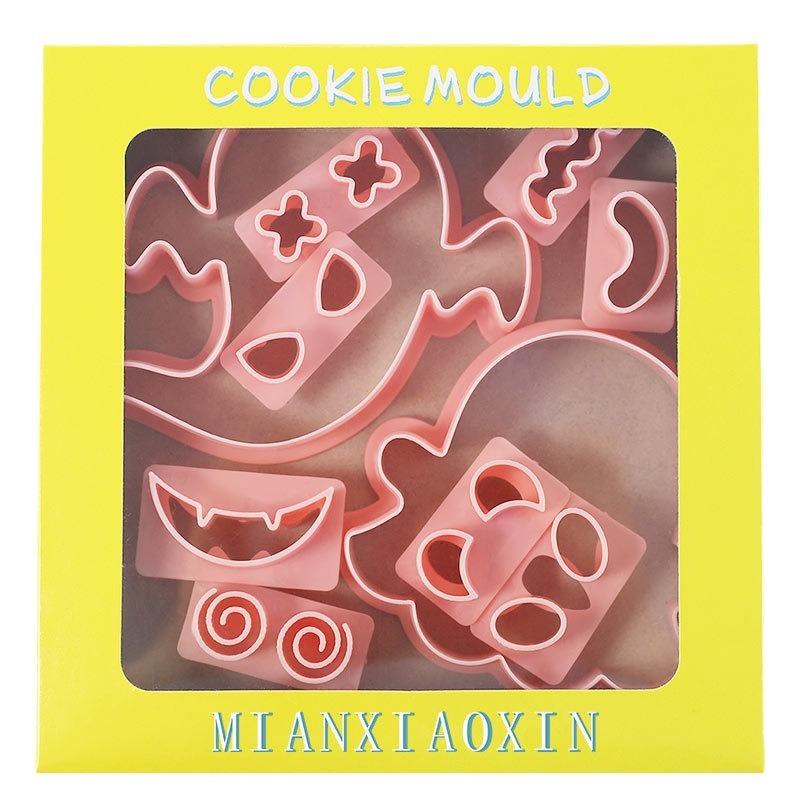 Halloween Cookie Cutters DIY 10Pcs/ Set Ghost Face Biscuit Fondant Embosser Stamp Cake Decorating Tool Baking Supplies