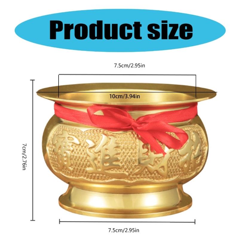 Antiqued Brass Incenses Burners Offering Bowl Worship Incenses Stick Holder for Meditations Chinese Temple Censers