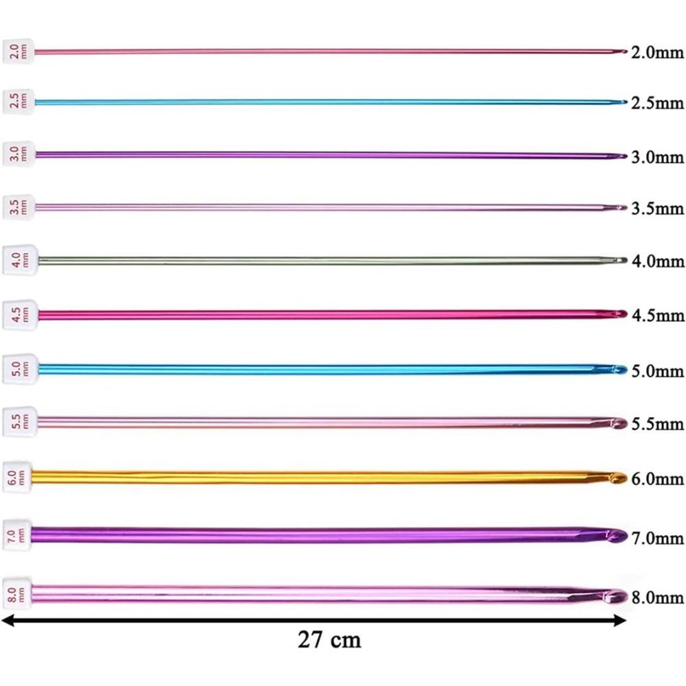 23 Pieces Tunisian Crochet Hooks Set Plastic Cable Afghan Crochet Hook Cable With Bead Carbonized Bamboo Needle Hook