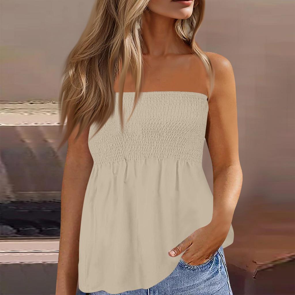 Tube-Tops für Damen, süßes, sexy, schulterfreies, ärmelloses T-Shirt mit Aufdruck