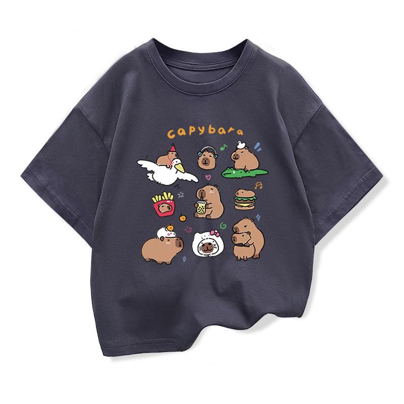 

2026 New Loose T-Shirt Children s Summer Clothing Cute Capybara Print 160