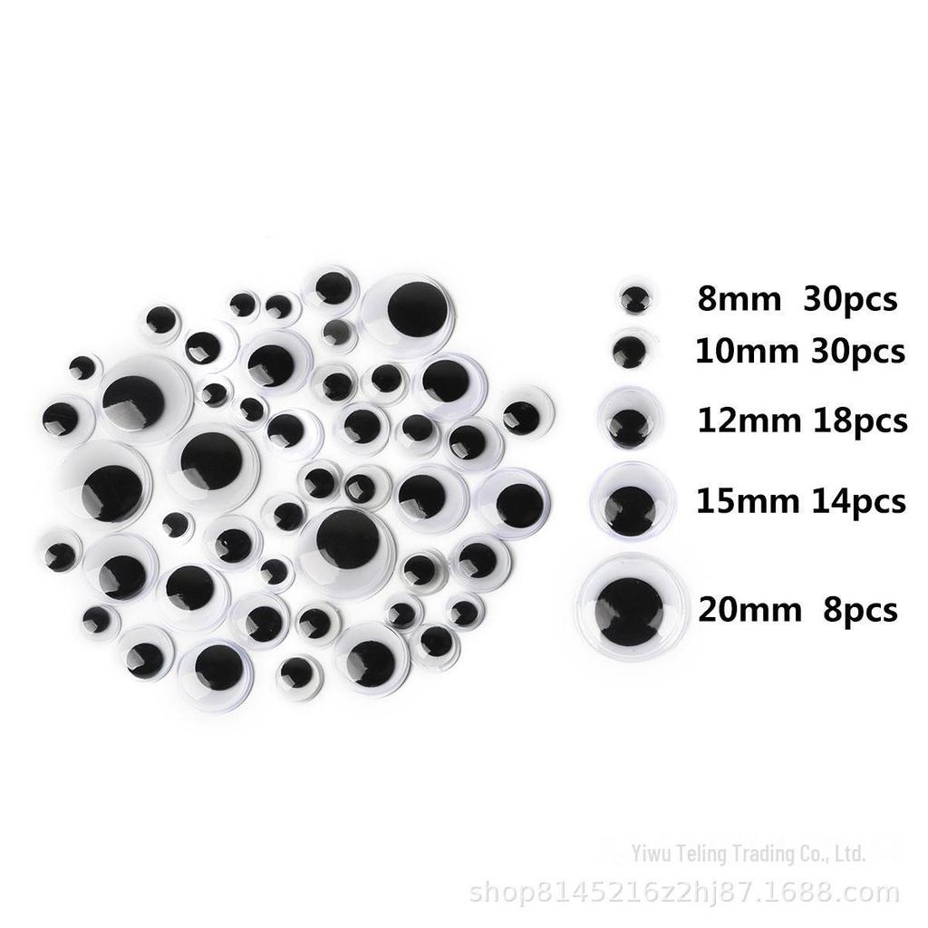Pre-made DIY Toy Animal Accessories: Adhesive Black and White Moving Eyes for Kids