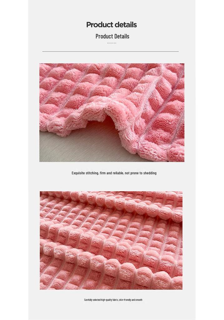 Faux Fur Rabbit Hair Plaid Striped Sofa and Nap Blanket