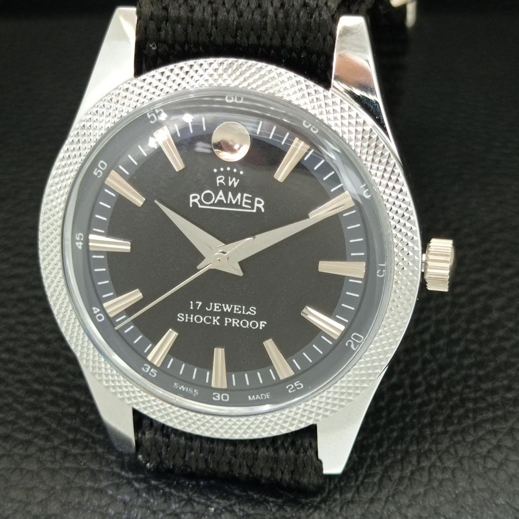 HAND-WINDING SWISS MENS REFURBISHED VINTAGE BLACK COLOR DIAL WATCH a707179-1