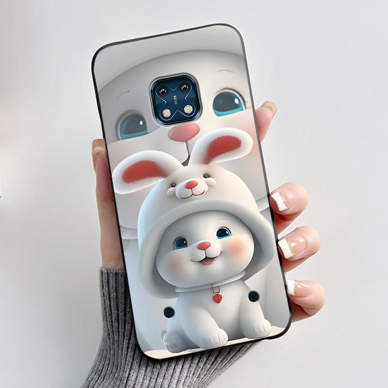 Jelly Color Simple Black Case For Nokia XR20 Popular Little Girl Viral Lucky Pattern Shell With Shockproof Bumper Soft Cover