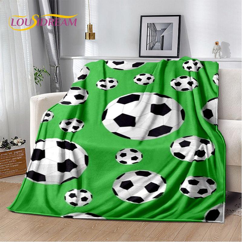 3D Football Art Cartoon Soft Plush Blanket,Flannel Blanket Throw Blanket for Living Room Bedroom Bed Sofa Picnic Cover Bettdecke