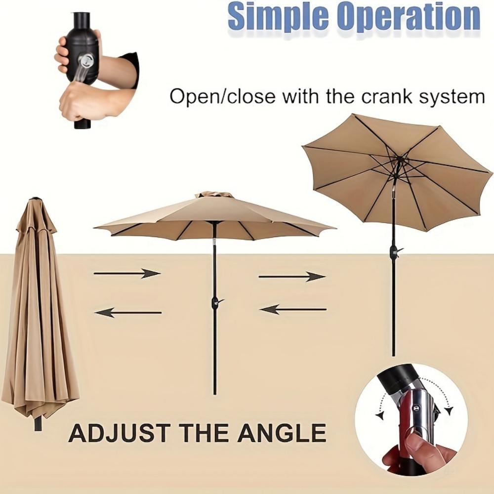 9ft Outdoor Patio Umbrella with Push Button Tilt and Crank Handle, Outdoor Patio/Market Table Umbrella, UV Protected, Waterproof