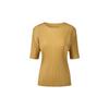 Mongplisse [Women'S] Round Neck Short Sleeve Basic Pleated T-Shirt (Yellow)