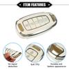 Key Fob Cover Compatible for Hyundai Elantra, 5 Buttons Silver Tone Edge Fashion Soft TPU White Remote Keyless Smart Key Fob Case Protection Shell