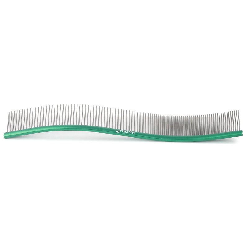 Peigne de toilettage pour animaux de compagnie en forme de S pour chiens avec dents à double densité Conception incurvée Options de manche en acier inoxydable