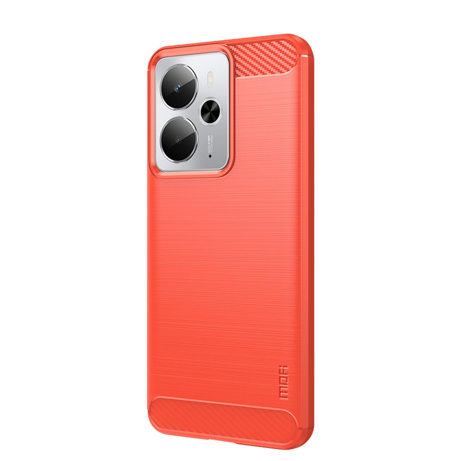 

Для Realme 14 5G Задня кришка MOFI Матова текстура Карбонове волокно М який чохол з ТПУ C