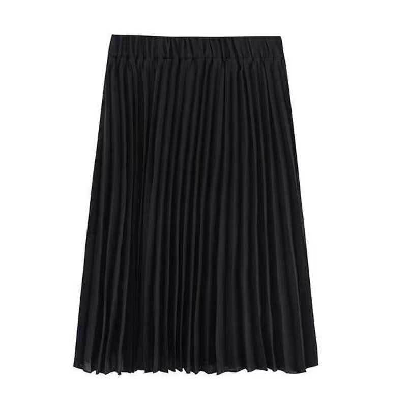 Solid Color Elastic Waist Half Length Skirt Solid Elastic Waist Skirt