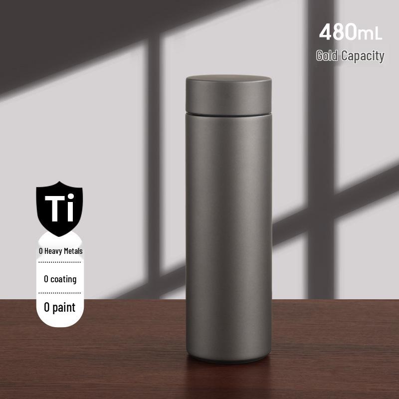 Premium Frosted Double-Layer Titanium Thermos with Tea Infuser - Large Capacity, Portable Business Gift 480ml