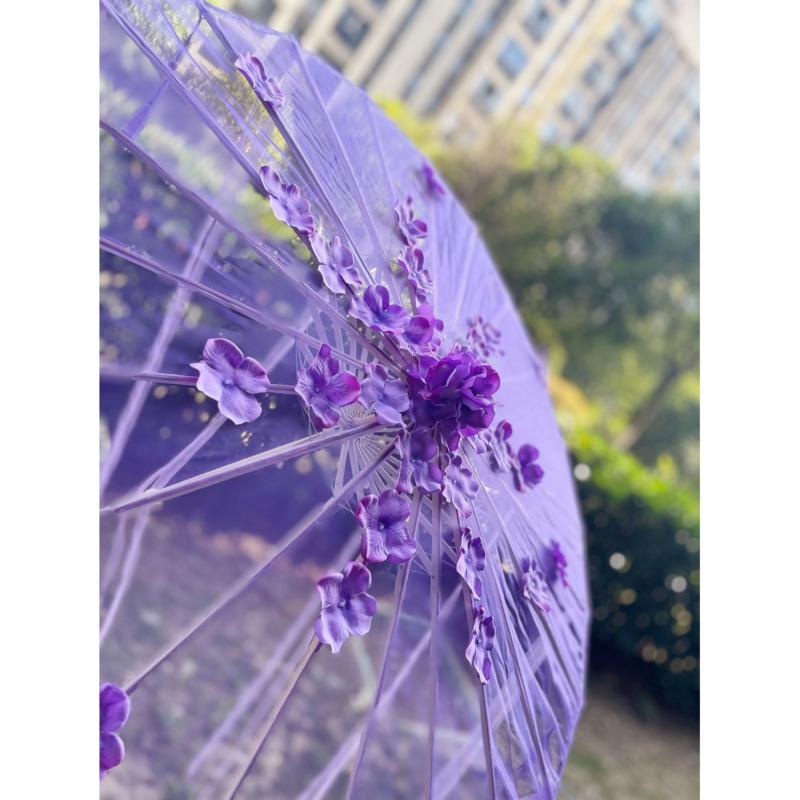 LED Chinese Japan Yarn Oiled Paper Silk Cloth Umbrella Costume Ancient Princess Umbrella Drama White Craft Umbrella Cosplay