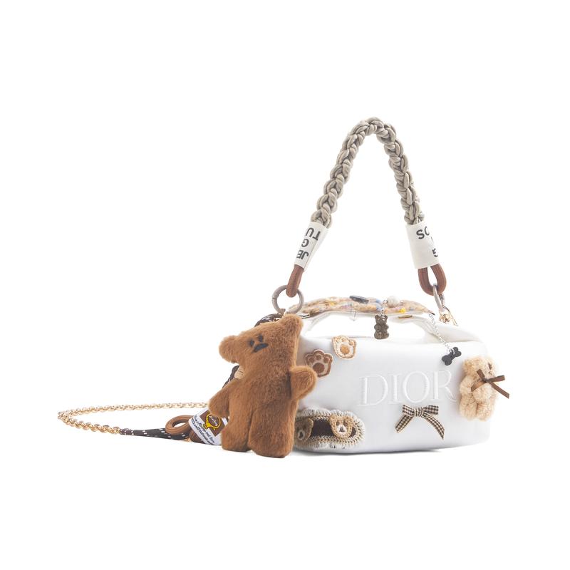 Dior [Personalisierte Kosmetiktasche] Ding Duo Niedlicher Bär Angriff Niedliche und Lustige Puppe Kindliche Persönlichkeit Lässige Tägliche Pendler Leinwand Aufbewahrungstasche