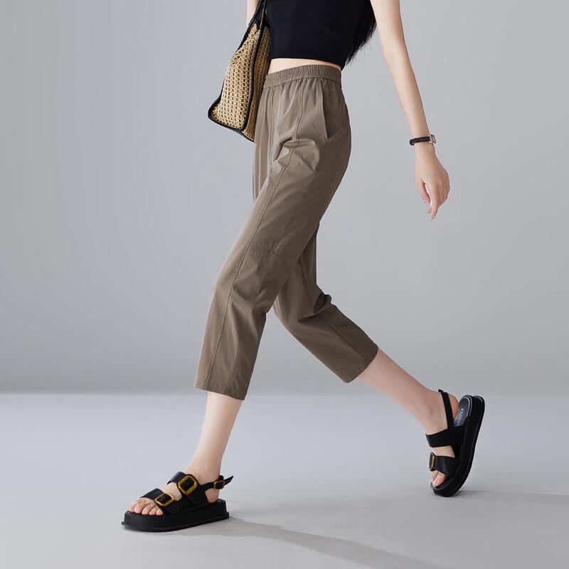 SOFSIL Women s Elastic Waist Cropped Casual Pants