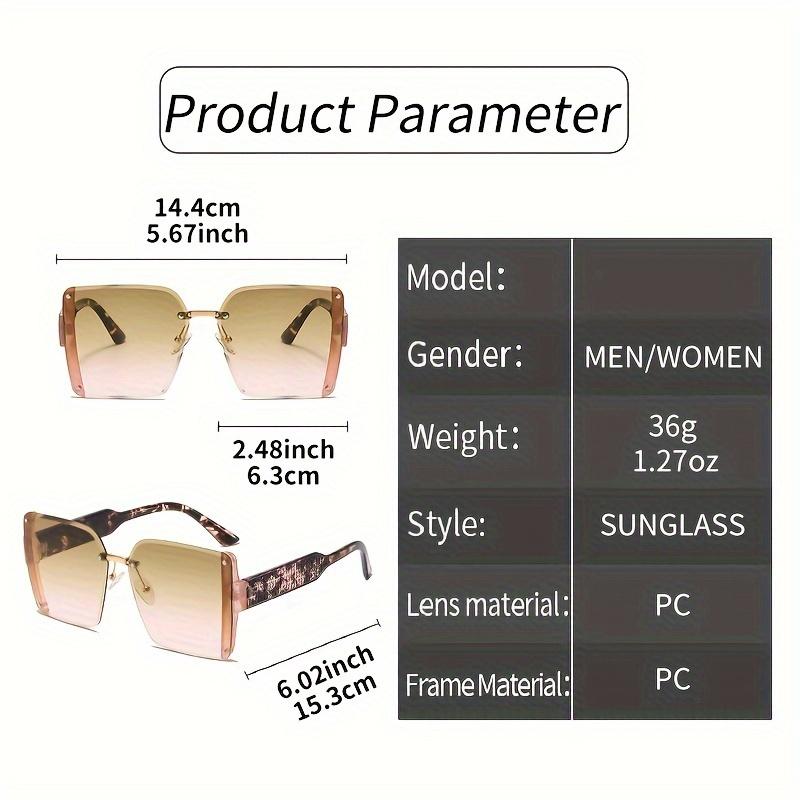 Oversized rimless for women men casual gradient fashion Anti glare shades for vacation beach party