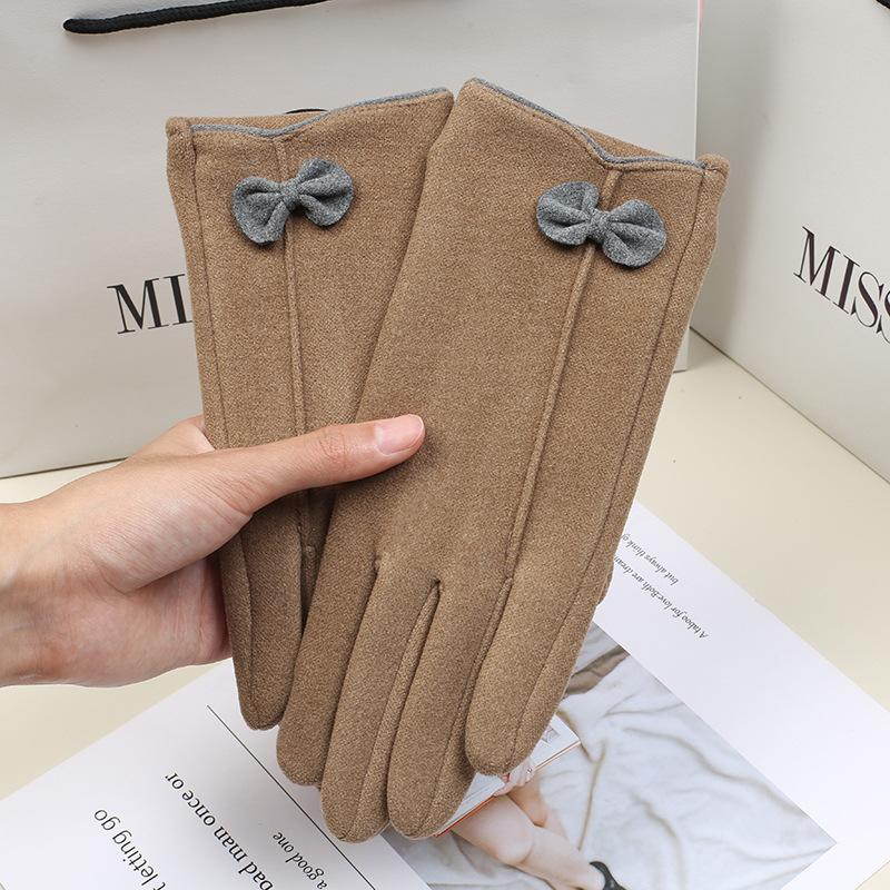 New Rabbit Velvet Touch Screen Gloves Ladies Electric Car Velvet Warm Touch Screen Outdoor Sports Cycling In Spring and Autumn and Winter.