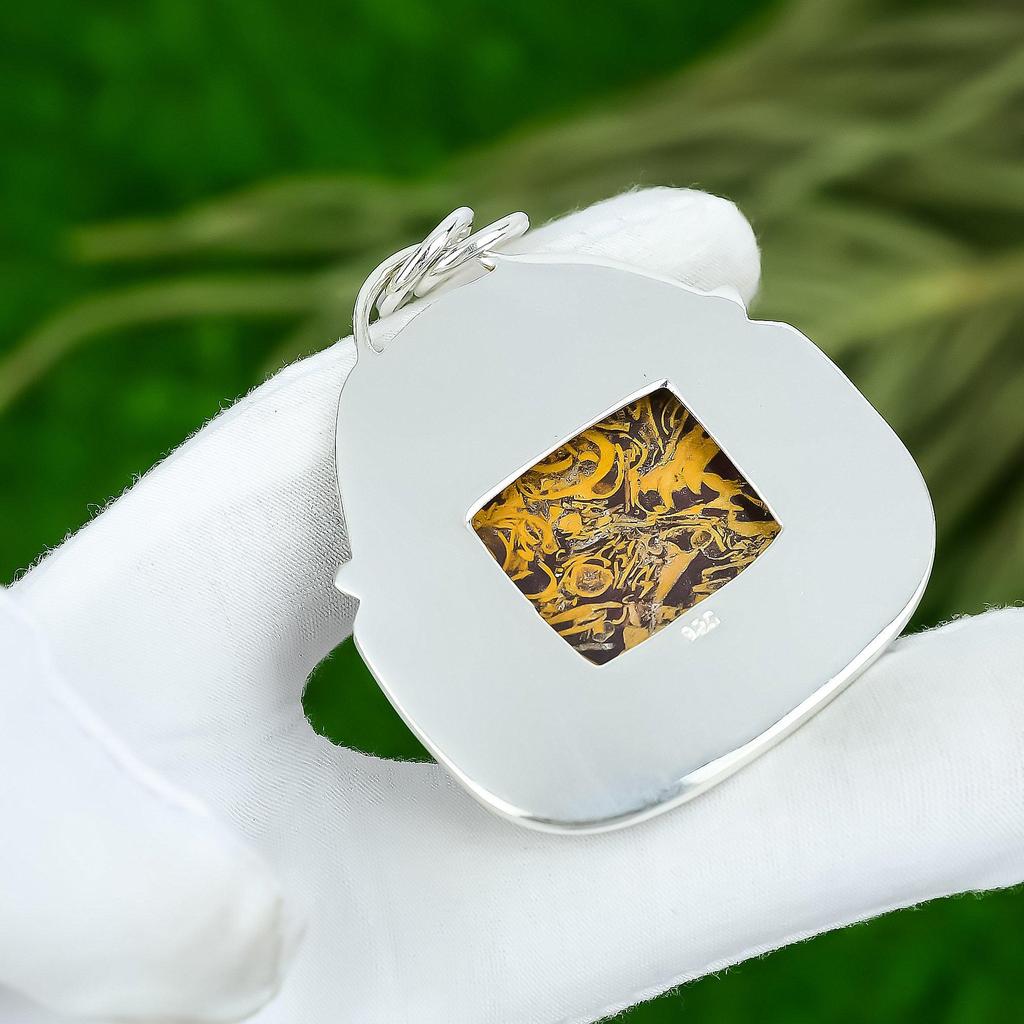 Sisters Day Deal 925 Silver Cushion Mariam Jasper Gemstone Bezel Mother Pendant