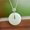 Hotan Jade S925 Silver Inlaid Safety Clasp Pendant Necklace