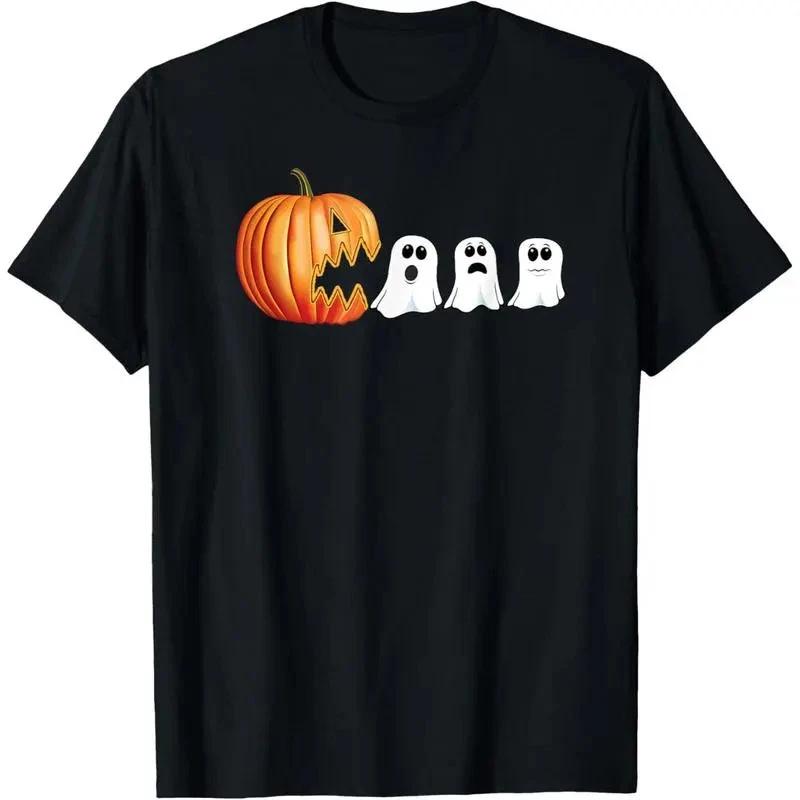 Funny Halloween Pumpkin Ghost T-Shirt Spooky Graphic Unisex Tee XXL