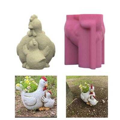 Stampo per fioriera succulenta Stampo per artigianato Stampo flessibile per vaso Stampo a forma di gallina per vaso di fiori Adatto per fare a mano Vaso di fiori